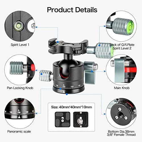  [아마존베스트]koolehaoda New design E1 tripod ball head mini ballhead with quick release plate for camera tripod, net weight only 170 g, maximum load: 8 kg (E1-ballhead).