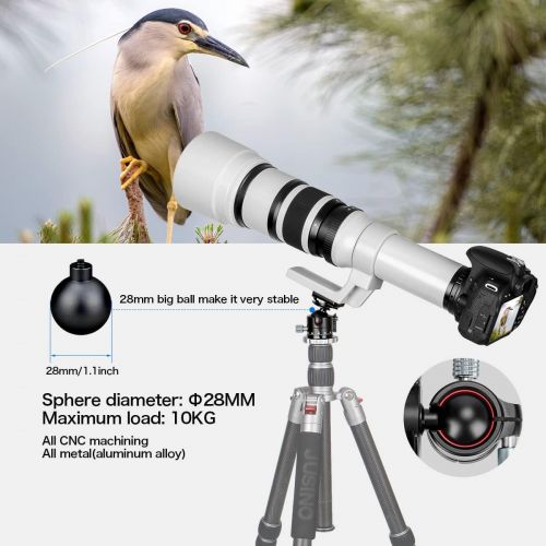  [아마존베스트]koolehaoda New design E1 tripod ball head mini ballhead with quick release plate for camera tripod, net weight only 170 g, maximum load: 8 kg (E1-ballhead).