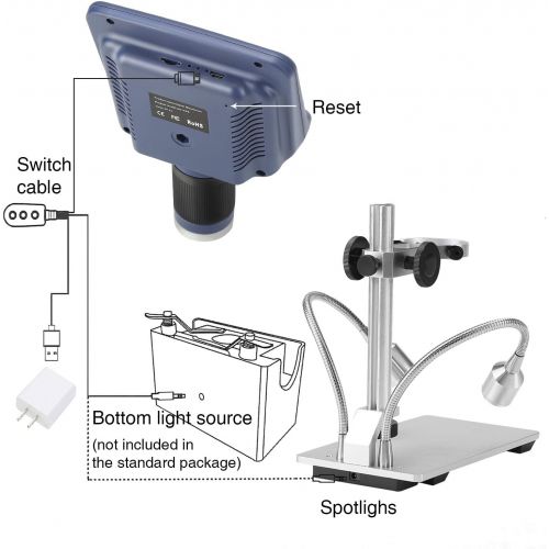  [아마존핫딜][아마존 핫딜] Koolertron 4.3 inch 1080P LCD Digital USB Microscope with 10X-220X Magnification Zoom, 8 LED Adjustable Light, Camera Video Recorder for Phone Repair Soldering Tool Jewelry Apprais