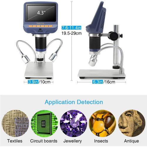  [아마존핫딜][아마존 핫딜] Koolertron 4.3 inch 1080P LCD Digital USB Microscope with 10X-220X Magnification Zoom, 8 LED Adjustable Light, Camera Video Recorder for Phone Repair Soldering Tool Jewelry Apprais