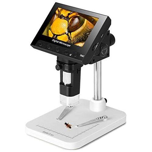  [아마존베스트]Koolertron 4.3 inch Full Color LCD Digital USB Microscope with 10X-600X Magnification Zoom,8 LED Adjustable Light,Rechargeable Lithium Battery,Micro-SD Storage,Camera Video Recorde
