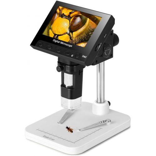  [아마존베스트]Koolertron 4.3 inch Full Color LCD Digital USB Microscope with 10X-600X Magnification Zoom,8 LED Adjustable Light,Rechargeable Lithium Battery,Micro-SD Storage,Camera Video Recorde