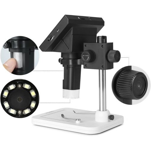  [아마존베스트]Koolertron 4.3 inch Full Color LCD Digital USB Microscope with 10X-600X Magnification Zoom,8 LED Adjustable Light,Rechargeable Lithium Battery,Micro-SD Storage,Camera Video Recorde