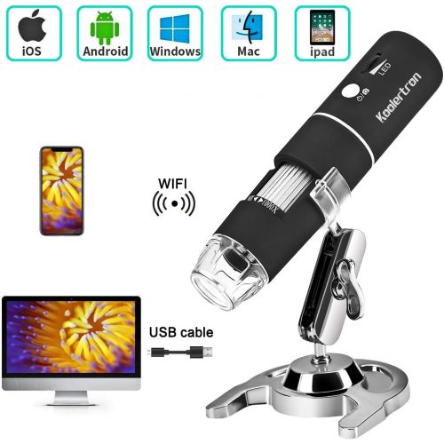  [아마존베스트]Koolertron Wireless WiFi Digital USB Microscope,Portable USB Digital Microscope Camera with 1000x Magnification 1080P HD 2MP and 8 LED Adjustable Light for iPhone, iPad, Android Ph