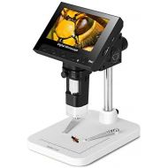 Koolertron 4.3 inch Full Color LCD Digital USB Microscope with 10X-600X Magnification Zoom,8 LED Adjustable Light,Rechargeable Lithium Battery,Micro-SD Storage,Camera Video Recorde