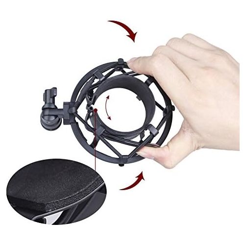  Koolertron Universal 50MM Microphone Shock Mount for 48MM-54mm Diameter Condenser Mic (Black)