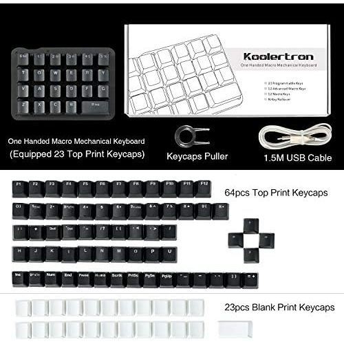  Koolertron One Handed Macro Mechanical Keyboard,Blue LED Backlit Portable Mini One-Handed Mechanical Gaming Keypad 23 Fully Programmable Keys (Blue Backlit/Blue switches)