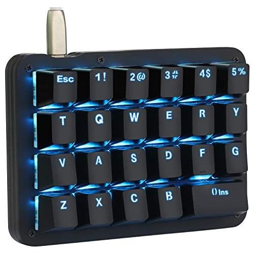  Koolertron One Handed Macro Mechanical Keyboard,Blue LED Backlit Portable Mini One-Handed Mechanical Gaming Keypad 23 Fully Programmable Keys (Blue Backlit/Blue switches)