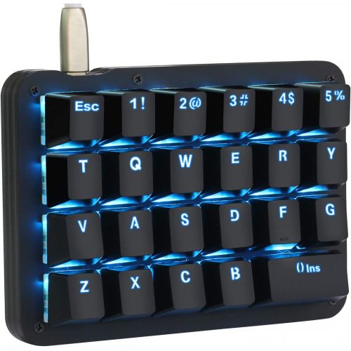  Koolertron One Handed Macro Mechanical Keyboard,Blue LED Backlit Portable Mini One-Handed Mechanical Gaming Keypad 23 Fully Programmable Keys (Blue Backlit/Blue switches)