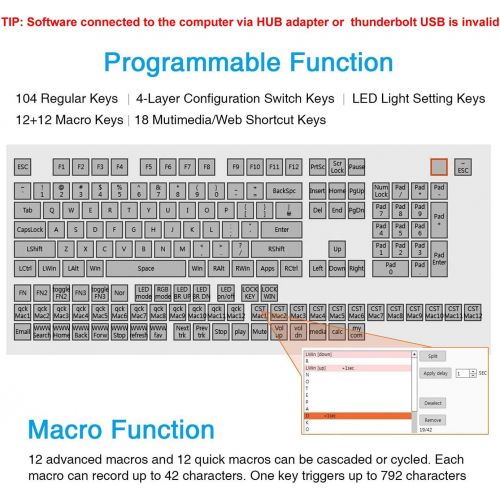  Koolertron One Handed Macro Mechanical Keyboard,Blue LED Backlit Portable Mini One-Handed Mechanical Gaming Keypad 23 Fully Programmable Keys (Blue Backlit/Blue switches)