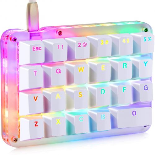  Koolertron One Handed Macro Mechanical Keyboard, Portable Mini One-Handed Mechanical Gaming Keypad 23 Fully Programmable Keys (RGB Backlit/Red switches)