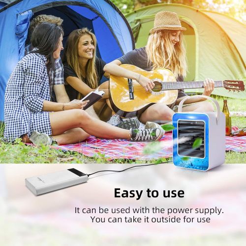  Koolertron Personal Air Cooler,4 in 1 Portable Space Air Conditioner Cooling Fan & Evaporative Spray Humidifier,Mini USB Desktop ice Fan for Home Room Office Outdoor Camping Kitche