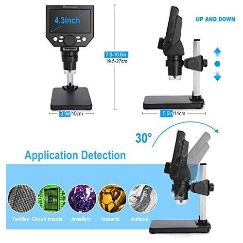  [아마존베스트]Koolertron LCD Digital USB Microscope, 4.3 Inch 1080P 8 Megapixel 1000X HD Magnification Zoom Wireless Microscope Camera with 8 LED Lights, 2600 mAh Battery.