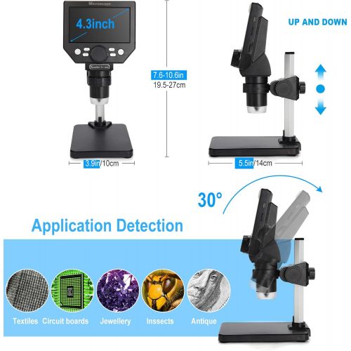  [아마존베스트]Koolertron LCD Digital USB Microscope, 4.3 Inch 1080P 8 Megapixel 1000X HD Magnification Zoom Wireless Microscope Camera with 8 LED Lights, 2600 mAh Battery.