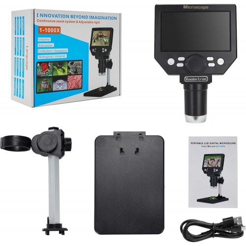  [아마존베스트]Koolertron LCD Digital USB Microscope, 4.3 Inch 1080P 8 Megapixel 1000X HD Magnification Zoom Wireless Microscope Camera with 8 LED Lights, 2600 mAh Battery.