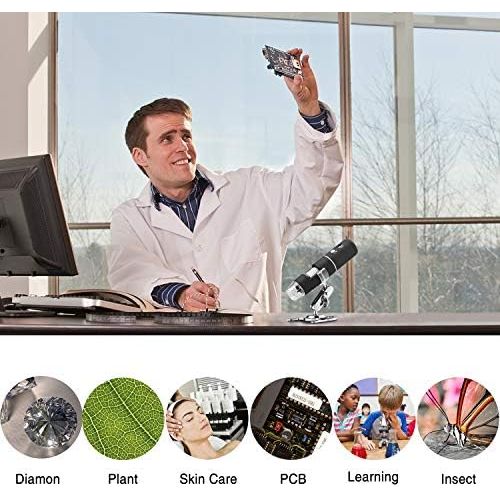  [아마존베스트]Koolertron WiFi Digital Microscope, 1080P HD 2MP Microscope 1000X Magnification Zoom Mini Camera Endoscope with 8 LEDs for iPhone, iPad, Android Phone, Windows, Mac