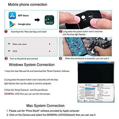  [아마존베스트]Koolertron WiFi Digital Microscope, 1080P HD 2MP Microscope 1000X Magnification Zoom Mini Camera Endoscope with 8 LEDs for iPhone, iPad, Android Phone, Windows, Mac