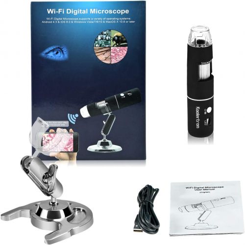  [아마존베스트]Koolertron WiFi Digital Microscope, 1080P HD 2MP Microscope 1000X Magnification Zoom Mini Camera Endoscope with 8 LEDs for iPhone, iPad, Android Phone, Windows, Mac