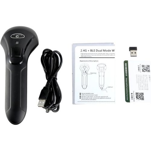  Koolertron Upgraded Dual 2.4G Wireless 1D 2D Barcode Scanner + Compatible with Bluetooth Wireless Function QR PDF417 Data Matrix UPC Rechargeable Bar Code Scanner for LaptopsPCAn