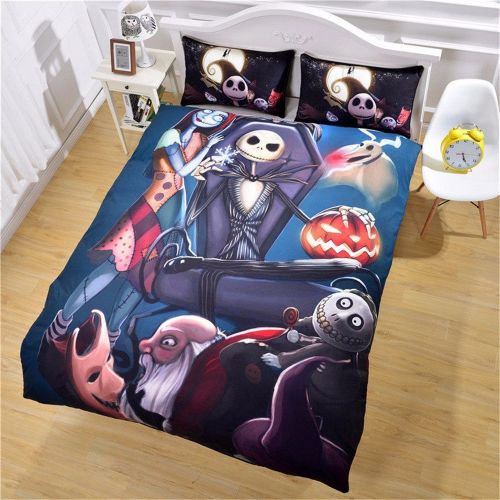  Koongso 3D Funny Cartoon Pattern Print Bedding Sets,Scarecrow Style Nightmare Before Christmas Duvet Cover with Pillowcase Gift 3D Terrorist Design