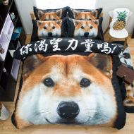 Koongso 3D Animal Duvet Cover Sets Cartoon Shiba Inu Print Beddings Sets Reversible Boys Girls Pretty Duvet Cover,Twin/Full/Queen/King Size