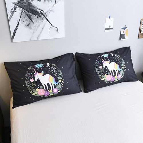  Koongso 3D Cartoon Unicorn Print Bedding Sets Reversible Microfiber Rainbow Unicorn Duvet Cover Set for Kids Boys Teens,Twin/Full/Queen/King Size(NO Comforter)