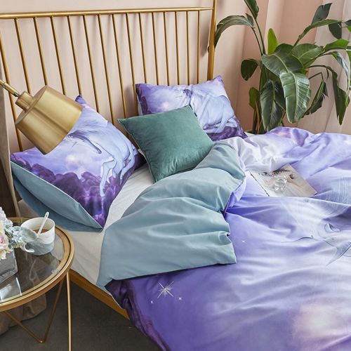  Koongso 3D Cartoon Unicorn Print Bedding Sets Reversible Microfiber Rainbow Unicorn Duvet Cover Set for Kids Boys Teens,Twin/Full/Queen/King Size(NO Comforter)