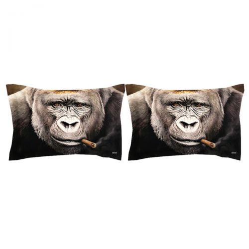  Koongso 3D Smoking Gorilla Digital Print Bedding Sets Reversible 3 Pieces Cartoon Duvet Cover Set for Kids Boys Teens,Twin/Full/Queen/King Size