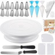 Kootek 71PCs Cake Decorating Supplies Kit with Cake Turntable, 12 Numbered Icing Piping Tips, 2 Spatulas, 3 Icing Comb Scraper, 50+2 Piping Bags, and 1 Coupler for Baking