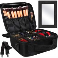 [아마존 핫딜]  [아마존핫딜]Kootek Travel Makeup Bag Double-Layer Portable Train Cosmetic Case Organizer with Mirror Shoulder...