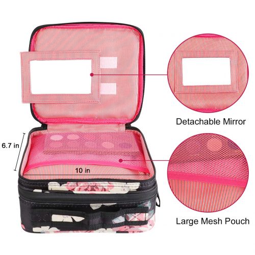  [아마존핫딜][아마존 핫딜] Kootek Travel Makeup Bag 2 Layer Portable Train Cosmetic Case Organizer with Mirror Shoulder Strap Adjustable Dividers for Cosmetics Makeup Brushes Toiletry Jewelry Digital Accesso