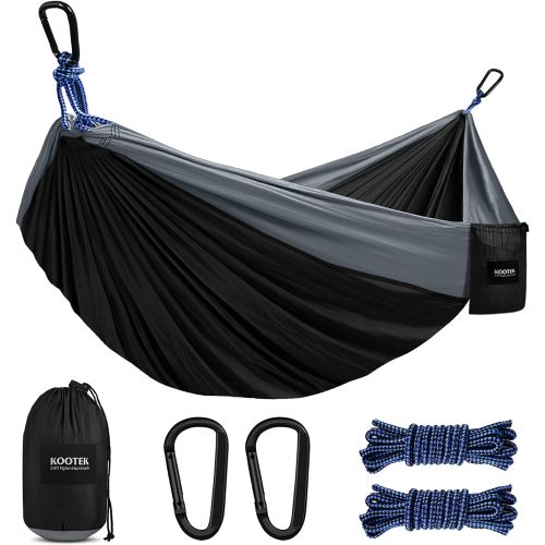  Kootek Camping Hammock Double & Single Portable Hammocks with 2 Hanging Ropes, Lightweight Nylon Parachute Hammocks for Backpacking, Travel, Beach, Backyard, Hiking