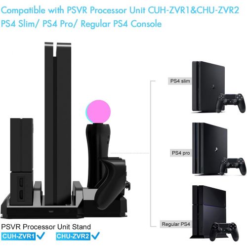  [아마존베스트]Kootek Charging Stand with Cooling Fan for Playstation VR Move Motion Controllers, Fit for PS4 Slim/PRO/Regular PS4 Console with DualShock 4 Wireless Controller EXT Port Charger (C