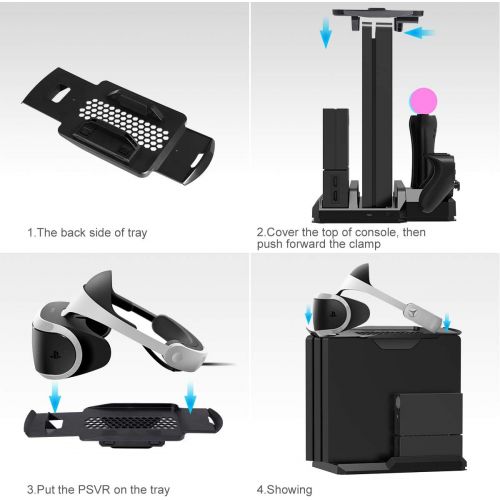  [아마존베스트]Kootek Charging Stand with Cooling Fan for Playstation VR Move Motion Controllers, Fit for PS4 Slim/PRO/Regular PS4 Console with DualShock 4 Wireless Controller EXT Port Charger (C