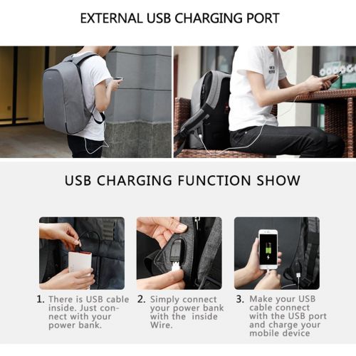  [아마존핫딜][아마존 핫딜] KOPACK Waterproof Anti Theft Laptop Backpack Usb Charging Port Business Scan Smart With Rain Cover 15.6 Inch Gray Black Kp626