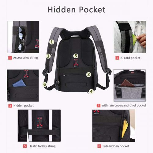  [아마존핫딜][아마존 핫딜] KOPACK Waterproof Anti Theft Laptop Backpack Usb Charging Port Business Scan Smart With Rain Cover 15.6 Inch Gray Black Kp626