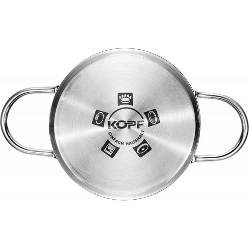  KOPF Stewing Pan Josie, 20 x 9 Centimeter, Stainless Steel, Suitable For Induction, With Glass Lid