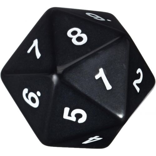  Koplow Games 55mm Jumbo D20 Opaque Black with White Numbers