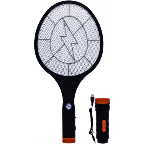  Koramzi F-12 Electric Mosquito Swatter/Bug Zapper with Rechargeable Battery, and Removable Flash Light and Handle Light