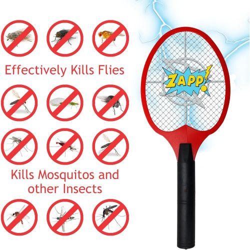  Koramzi Bug Zapper Racket Fly Swatter Mosquito Killer, Zap Mosquito Best for Indoor and Outdoor Pest Control F2 (Red)