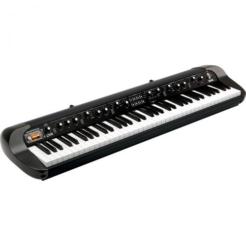  Korg},description:Housed in a sleek, curvaceous body, the SV-1 73-Key Stage Vintage Piano offers an elegant on-stage appearance. Coupled with retro-style controls and a smooth blac