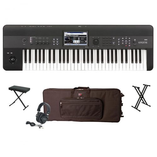  Korg},description:This Korg workstation package includes the Krome 61-Key Workstation with an On-Stage Heavy-Duty Deluxe Keyboard Stand, a Musician Gear Deluxe Keyboard Bench, a pa
