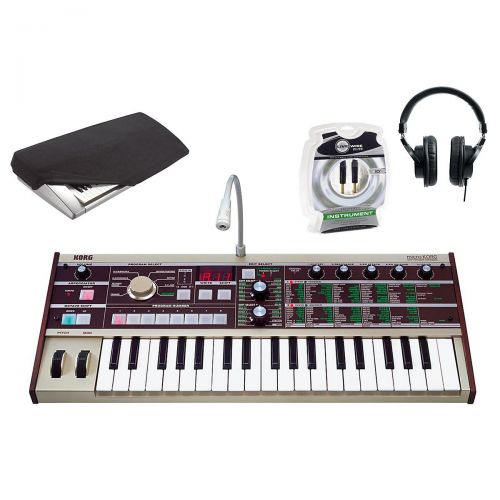  Korg},description:This Korg synth package includes the MicroKORG Synthesizer with a pair of Gear One G900DX headphones, the Roadrunner Small Keyboard Cover, and a Live Wire Elite i