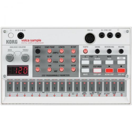  Korg},description:The volca sample is a sample sequencer that lets you edit and sequence up to 100 sample sounds in real time for powerful live performances. It a powerful addition