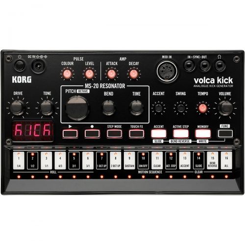  Korg},description:The volca kick is an analog kick generator based on the powerful resonant sound of the original MS-20 filter. The MS-20 filter lets you create a wide range of kic