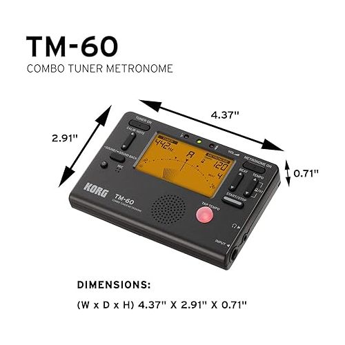  Korg TM60BK Tuner Metronome, Black