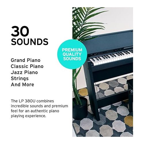  KORG LP-380U Digital Home Piano with 88-Key Fully Weighted Keyboard, Built-in Speakers, Furniture Stand, and 3-Pedal Unit (LP-380-WH U)