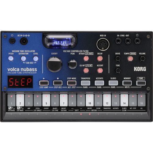  Korg Volca Nubass Vacuum Tube Synthesizer with 16-Step Sequencer