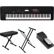 Korg Kross 2-88-MB 88-key Synthesizer Workstation Essentials Bundle - Super Matte Black