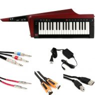 Korg RK-100S2 37-key Keytar Cable Bundle - Red